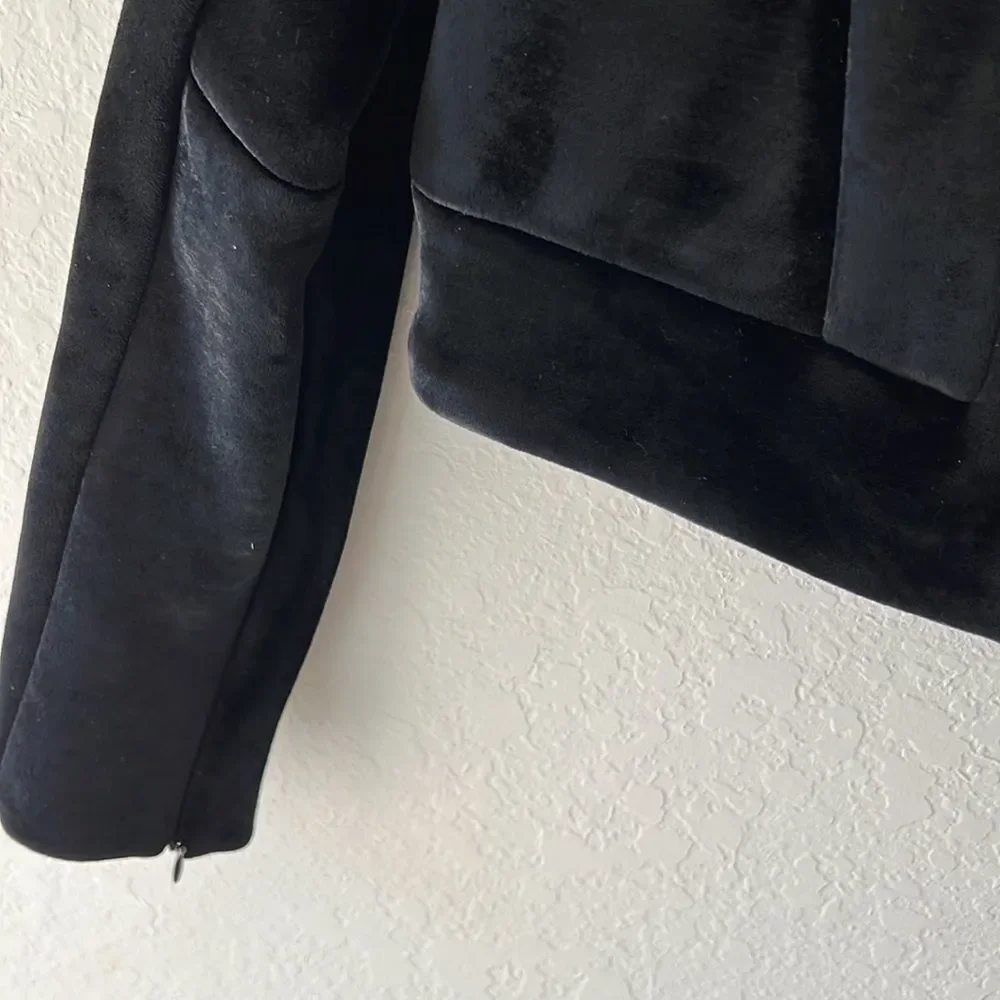 Derek Lam Runway  Fur Crop Biker Jacket Black Size Small - Picture 8 of 11